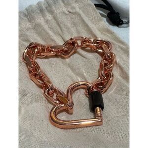 Aimee kestenberg two tone rose its a love thing heart carabiner bracelet chain